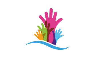 Hand Concept Mutual help care social humanity Logo design template v.1
