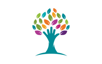 Hand Concept Mutual help care social humanity Logo design template v.21