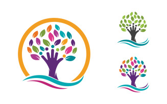 Hand Concept Mutual help care social humanity Logo design template v.22