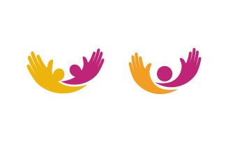 Hand Concept Mutual help care social humanity Logo design template v.4
