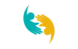 Hand Concept Mutual help care social humanity Logo design template v.5