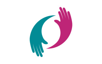 Hand Concept Mutual help care social humanity Logo design template v.8