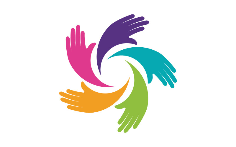 Hand Concept Mutual help care social humanity Logo design template v.9 Illustration