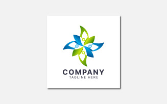 Abstract flower technology colorful logo template.