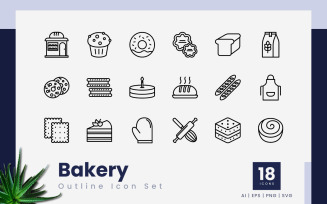 Bakery Outline Black Icon Set