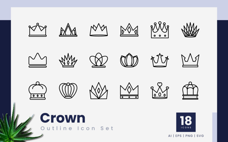Crown Outline Icon Bundle Icon Set