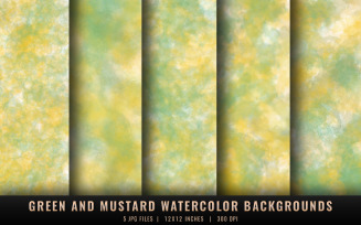 Green and Mustard Yellow Watercolor Backgrounds