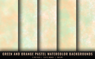 Green and Orange Pastel Watercolor Backgrounds