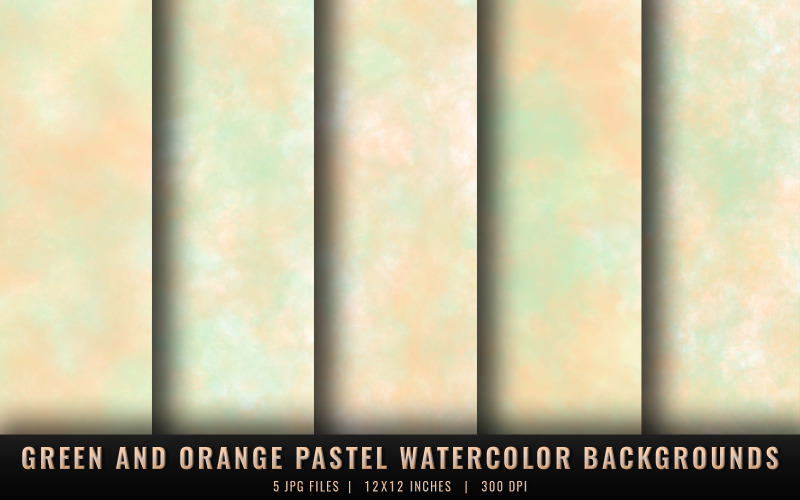 Green and Orange Pastel Watercolor Backgrounds