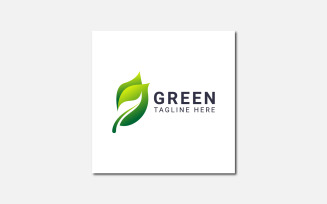 Green leaf logo template design.