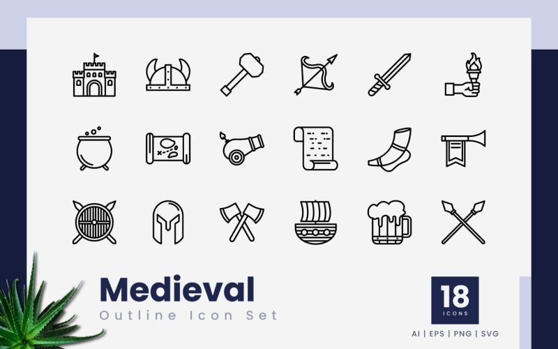 Medieval Outline Icon Set
