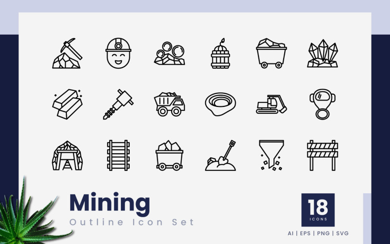 Mining Outline Black Icons Icon Set
