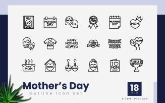 Mother's Days Outline Icon Set