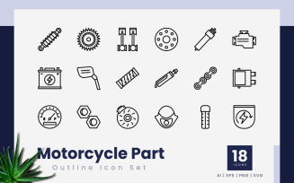 Motorcycle Part Outline Icons