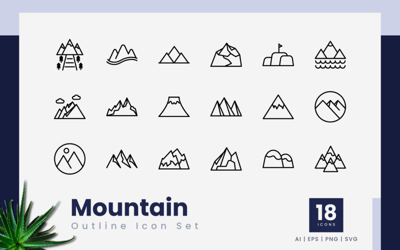 Mountain Outline Icon Bundle Icon Set