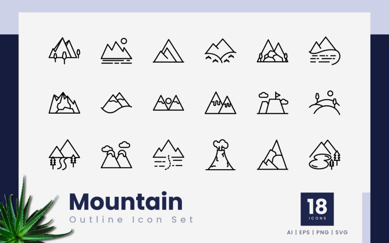 Mountain Outline Icon Set