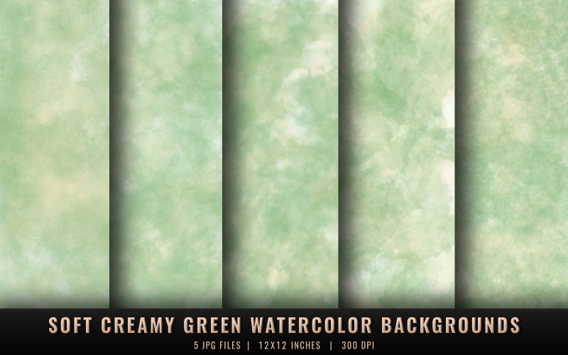 Soft Creamy Green Watercolor Backgrounds