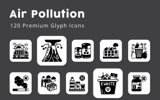 Air Pollution Glyph Icons Pack