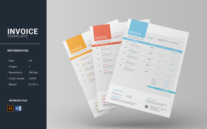 Invoice Template, Illustrator and word template Corporate Identity