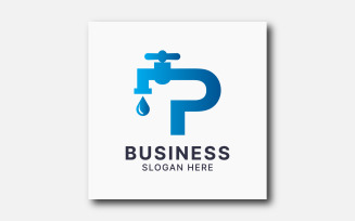 P letter plumbing tap logo template design.