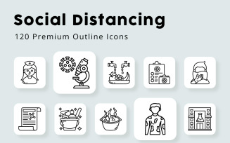 Social Distancing Outline Icons Pack