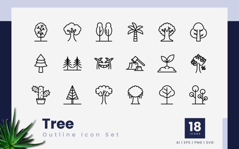 Tree Outline Icons Bundle Icon Set
