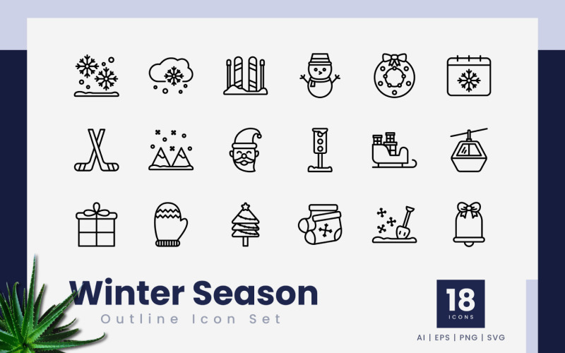 Winter Season Outline Icon Set