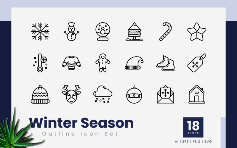 Winter Season Outline Icons Icon Set