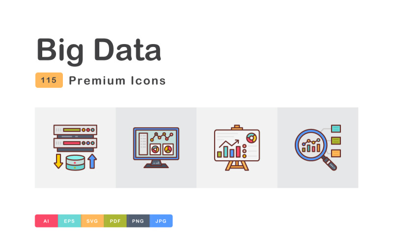 Big Data Filled Icons Pack Icon Set