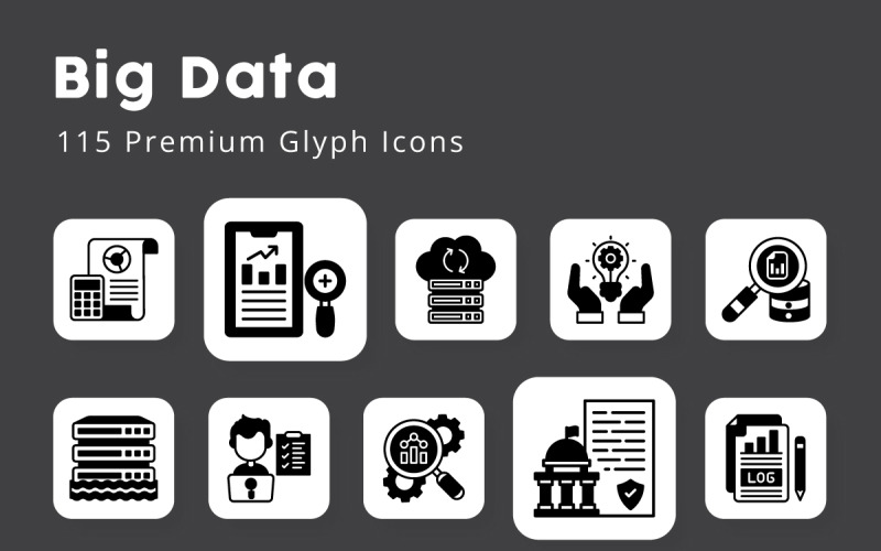 Big Data Glyph Icons Pack Icon Set