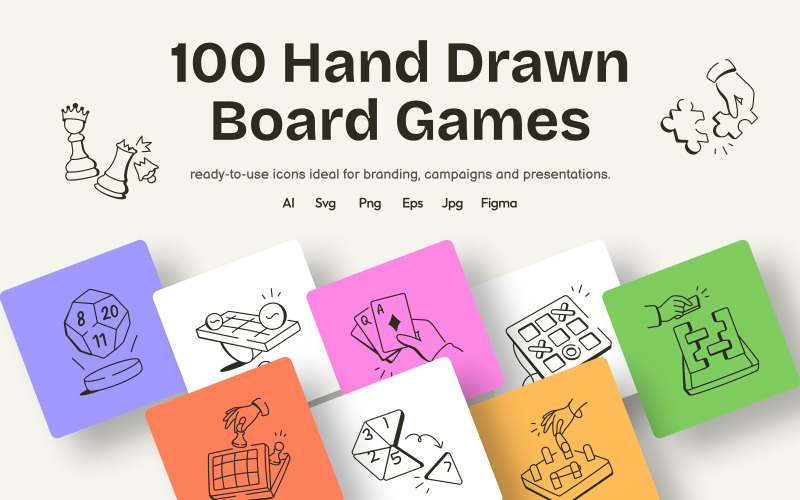 Board Game Doodle Art Set Icon Set
