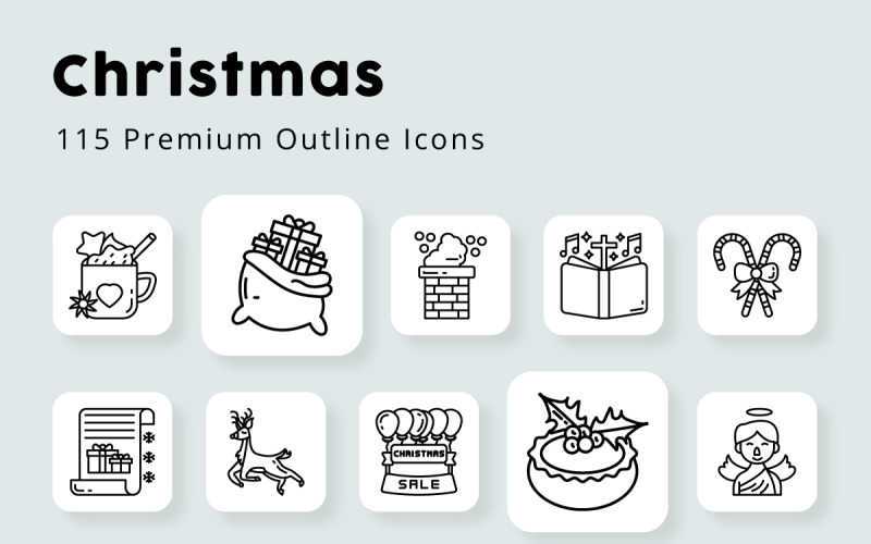 Christmas Outline Icons Pack Icon Set