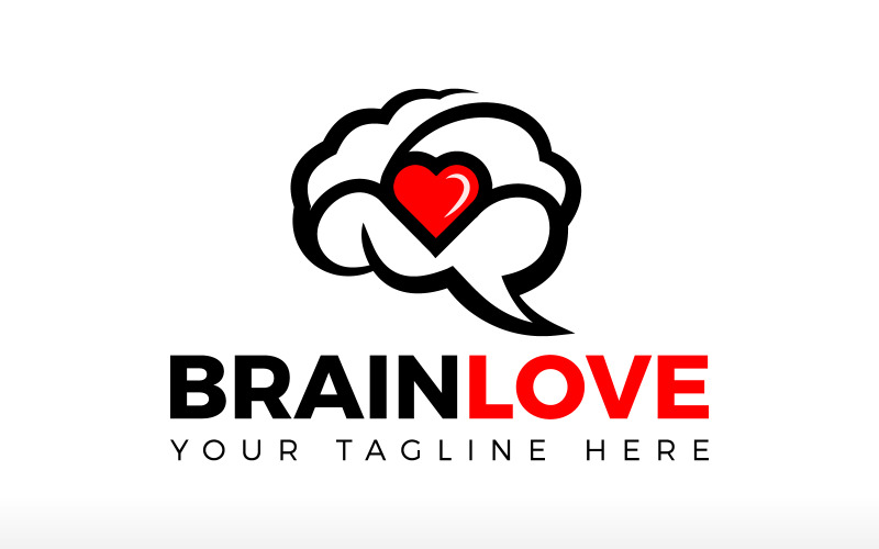 Human Brain logo Heart Brain Logo brain love logo psychologist logo mindfulness kindness logo design Logo Template