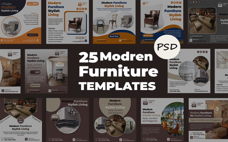 25 Furniture Stores - Interior Design - Furniture Art Works - Social Media Posts