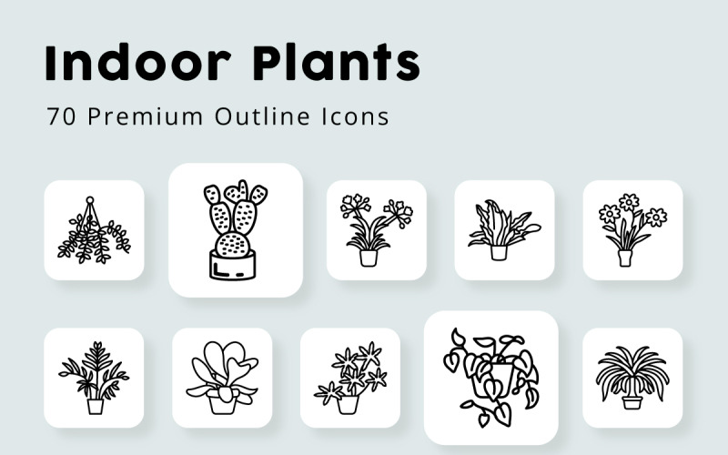 Indoor Plants Outline Icons Pack Icon Set