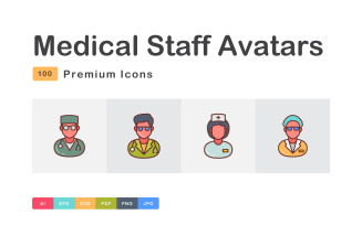 Medical Staff Avatars Fillde Icons Pack
