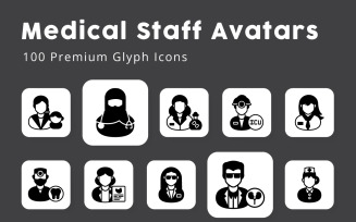 Medical Staff Avatars Glyph Icons Pack