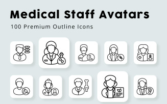 Medical Staff Avatars Outline Icons Pack