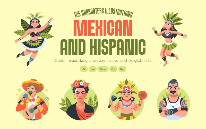 Mexican and Hispanic Characters Icon Set