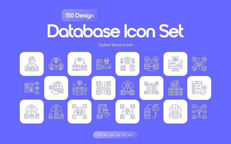 Modern Database Icons Set Icon Set