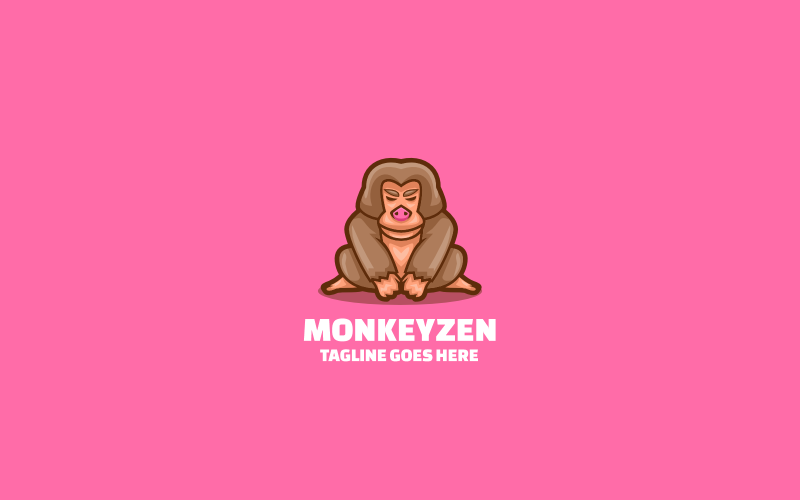 Monkey Zen Simple Mascot Logo Logo Template