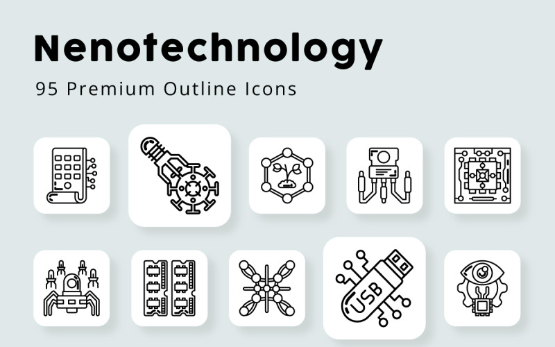 Nanotechnology Outline Icons Pack Icon Set