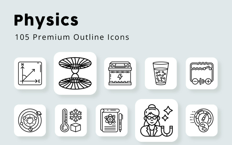 Physics Outline Icons Pack Icon Set