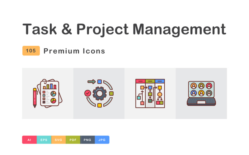 Task And Project Management Filled Icons Pack Icon Set