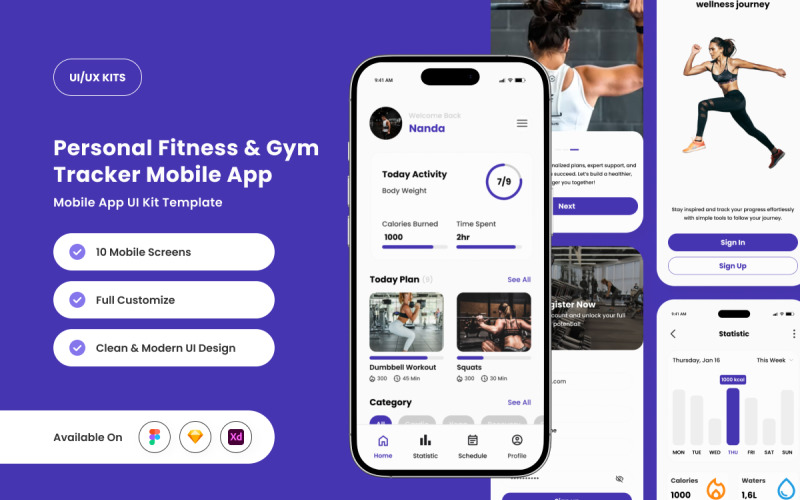 Zenna - Gym and Fitness Tracker App UI Element