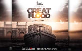 The story of the great flood church flyer template PSD