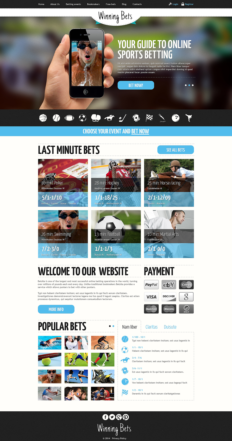 Online Betting Responsive Website Template #48738