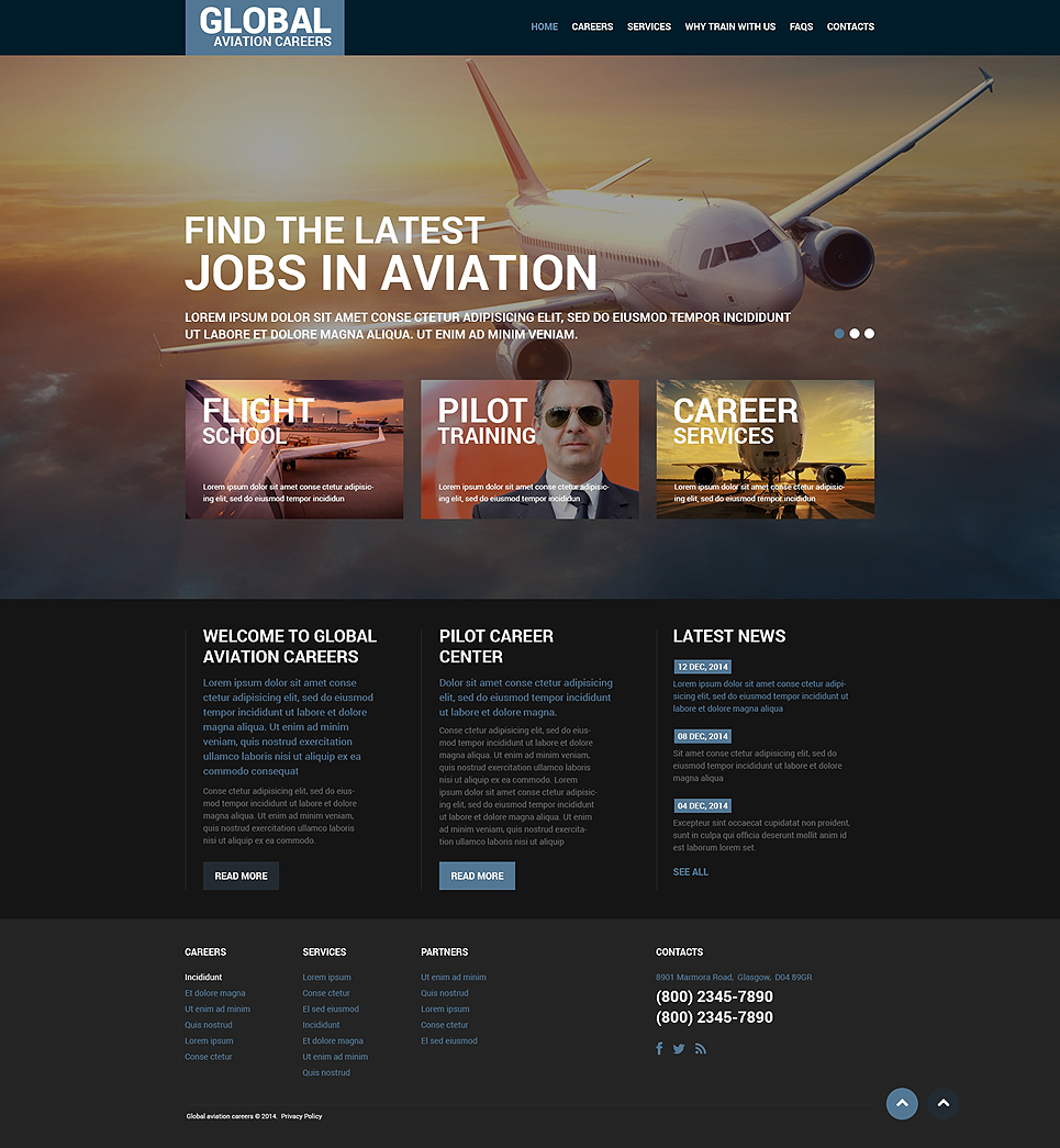 Private Airline Responsive Website Template New Screenshots BIG