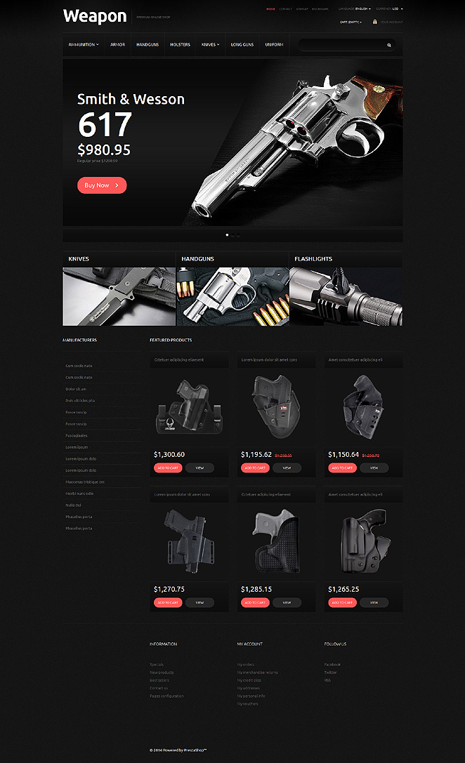 Weapons for SelfDefense PrestaShop Theme New Screenshots BIG