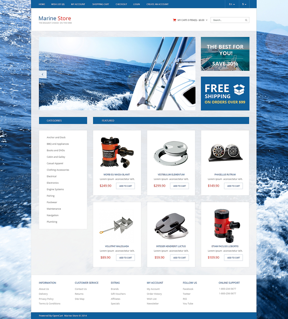 Yachting Responsive OpenCart Template New Screenshots BIG